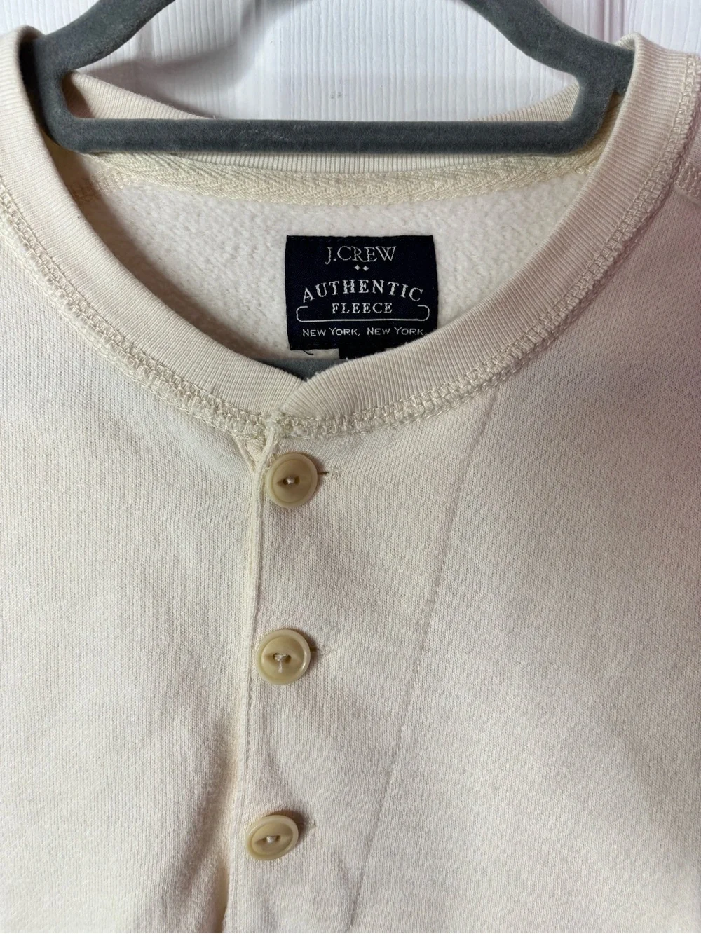 J. Crew Men's Long-Sleeve Henley in Off-White Cream